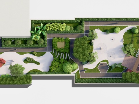  新中式屋顶花园 露台花园 花园平台 屋顶花园 花园su模型 