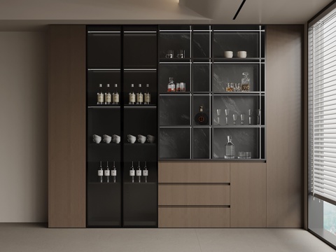 意式酒柜 餐边柜su模型