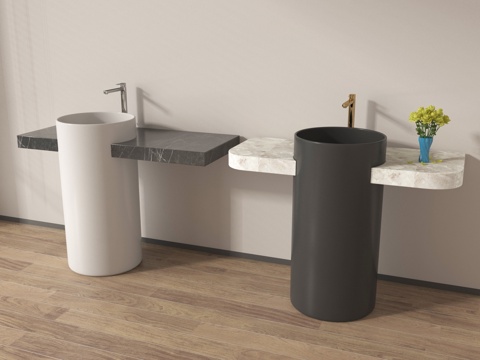  现代洗手台 洗手盆 柱盆3d模型 