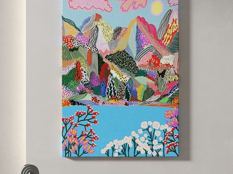  现代，复古，油画，轻奢，艺术，抽象，装饰画3d模型 