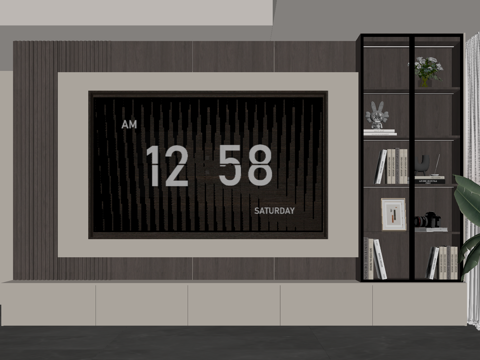 现代意式电视背景墙su模型