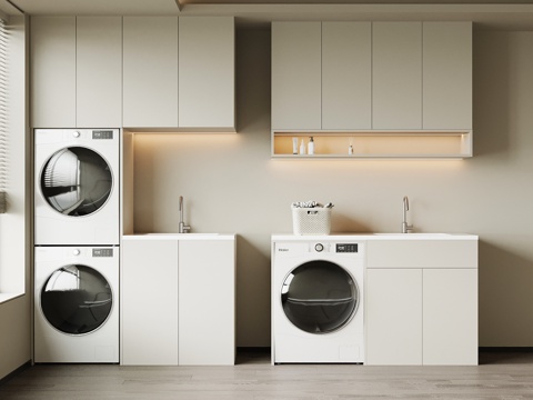  现代阳台洗衣机柜3d模型 