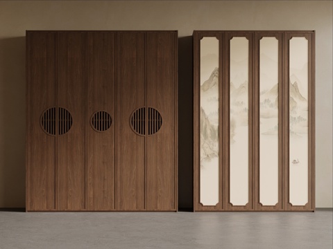  新中式衣柜 宋式风衣柜3d模型 