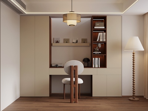  中古风书房 书柜 书桌椅3d模型 