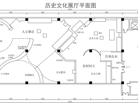 历史文化展厅平面图cad施工图