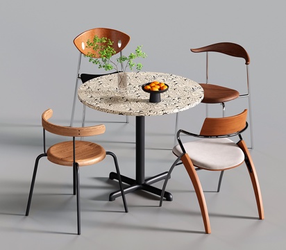 中古休闲桌椅 洽谈桌椅 咖啡厅桌椅 小餐桌椅 圆桌餐椅su模型