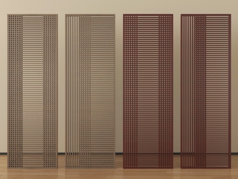  新中式屏风隔断 格子屏风隔断3d模型 