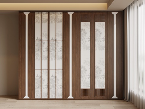  新中式衣柜 宋式风衣柜3d模型 