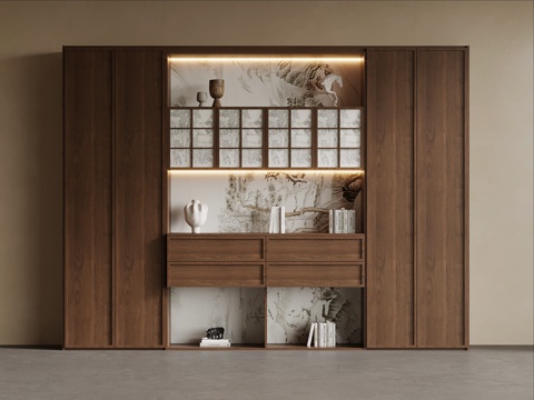  新中式书柜 宋式风书柜3d模型 