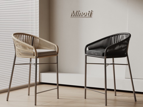  Minotti现代休闲椅 吧椅 布艺椅子 藤编椅子3d模型 