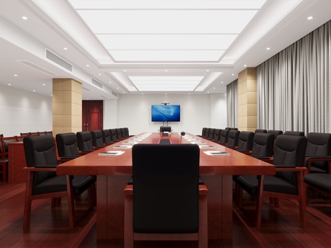  现代会议室 政府会议室3d模型 