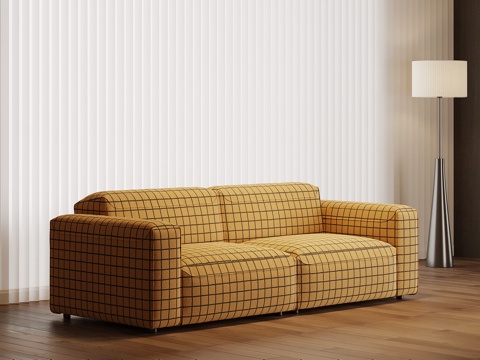  现代双人沙发 布艺休闲沙发3d模型 