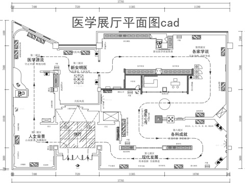 医学展厅平面图cad施工图