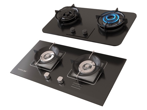  现代燃气灶 煤气灶 灶台su模型 