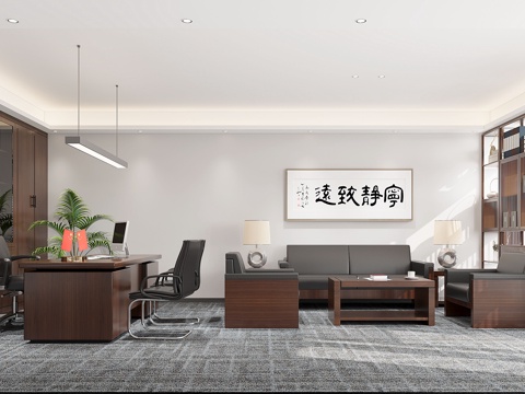  总经理办公室 董事长办公室3d模型 