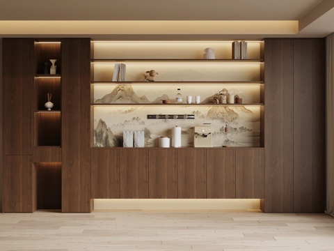  中古风酒柜 餐边柜su模型 