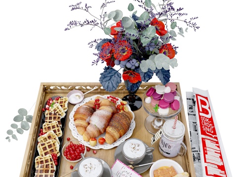  早餐摆件3d模型 