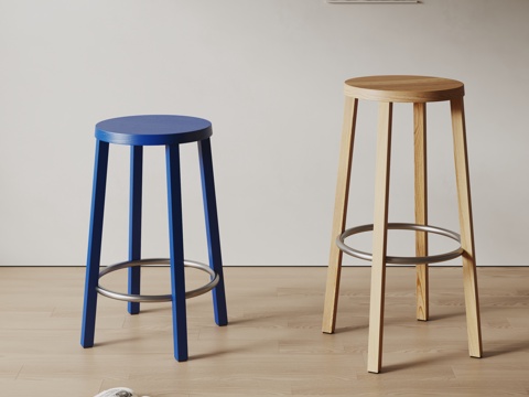  Artisan现代凳子 吧凳 实木凳子 克莱因蓝凳子3d模型 