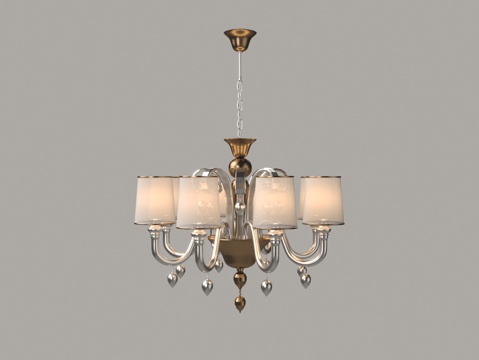  欧式金属多头吊灯3d模型 