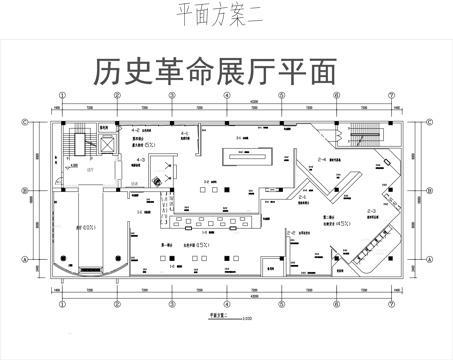 三套历史革命展厅平面图cad施工图