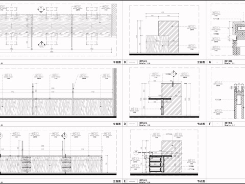  桌台节点 办公签约台  长条形桌台   金属饰面隔断cad施工图 