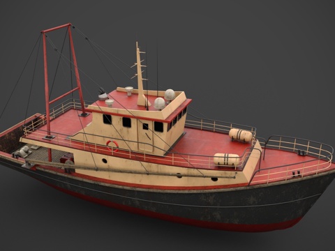  民用渔船 捕鱼船 船舶 轮船 游艇 船艇 货运船 航海船3d模型 