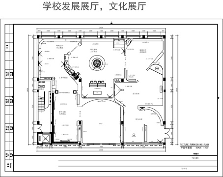 学校发展展厅平面图cad施工图