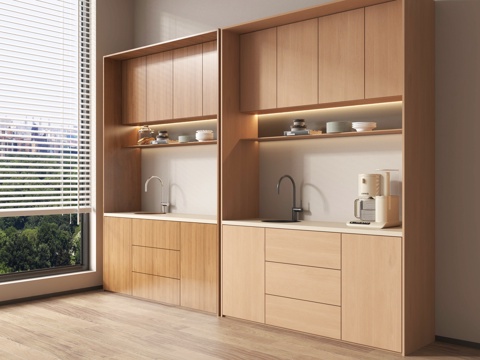 现代茶水柜 茶水间 饮水机su模型