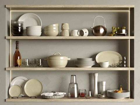  餐具 杯子 盘子 碗 马克杯 水壶3d模型 