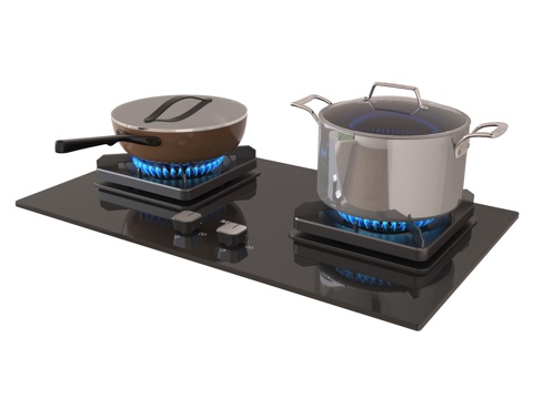  现代燃气灶 灶台 炉具su模型 
