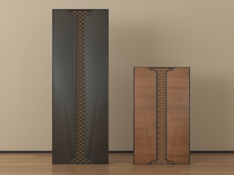 新中式隔断 云纹雕花隔断su模型