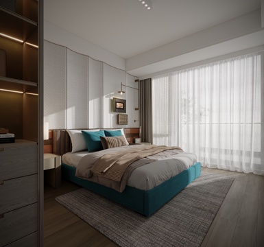  现代主卧室床3d模型 