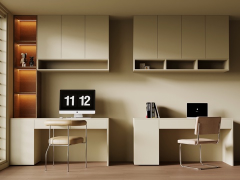  现代书桌椅3d模型 