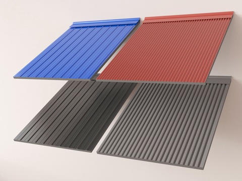 现代彩钢瓦 铁板瓦 压型瓦 彩钢板su模型