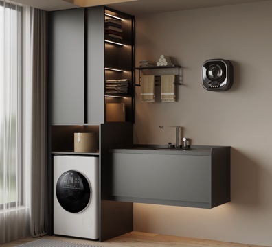  现代洗衣机柜 阳台柜3d模型 