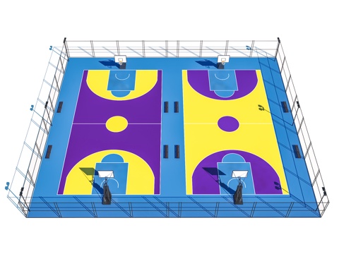  户外篮球馆 户外篮球场su模型 