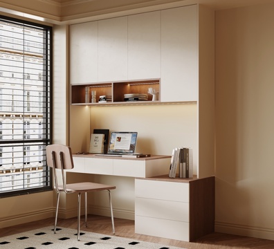  现代中古风书桌柜su模型 