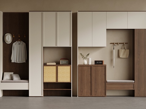 中古风鞋柜 入户鞋柜su模型