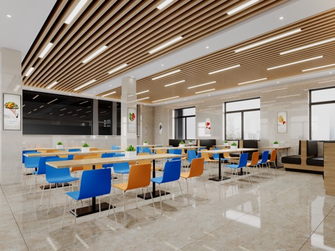  食堂 职工食堂3d模型 