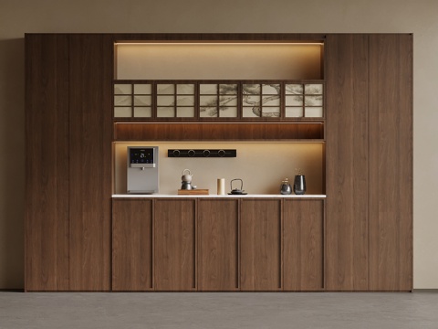  宋式风酒柜 餐边柜3d模型 