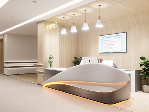 0077护士站 医院前台 咨询台 接待台su模型