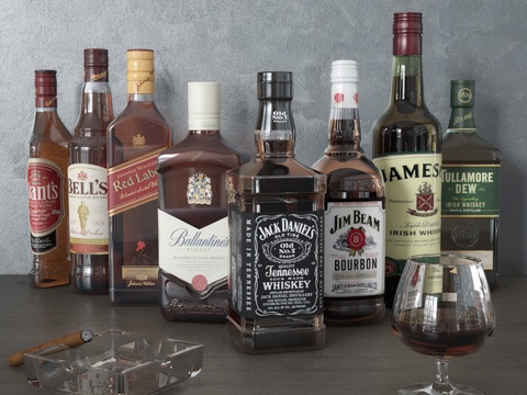  红酒雪茄3d模型 