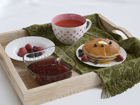  托盘早餐3d模型 