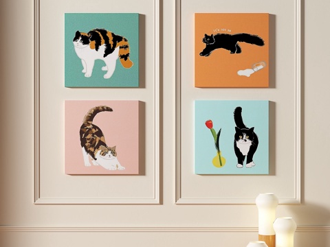  现代，儿童，奶油风，组合画3d模型 