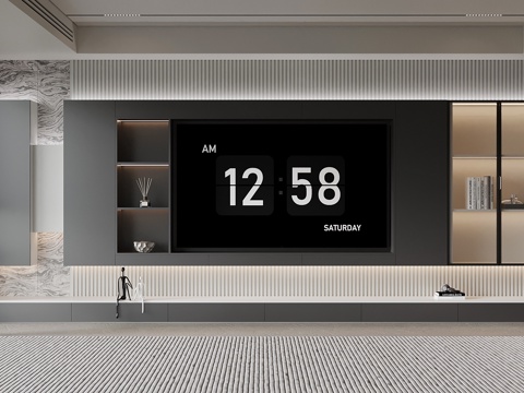  现代电视背景墙3d模型 