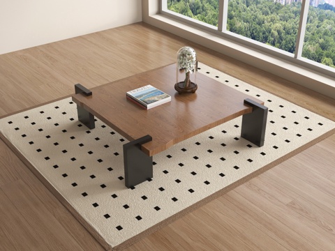  现代茶几 实木茶几su模型 