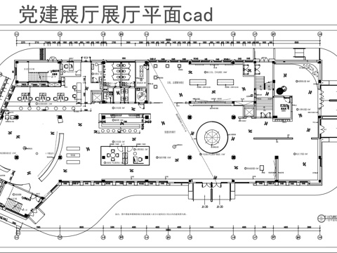  党建展厅平面图cad施工图 