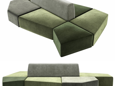  现代异形模块沙发3d模型 