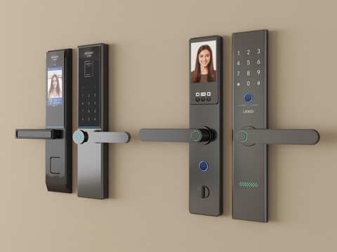  现代指纹锁 智能锁 密码锁3d模型 