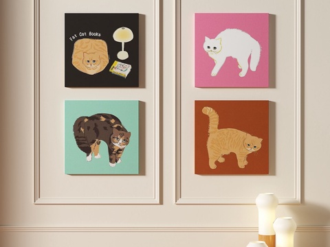  现代，儿童，奶油风，组合画3d模型 